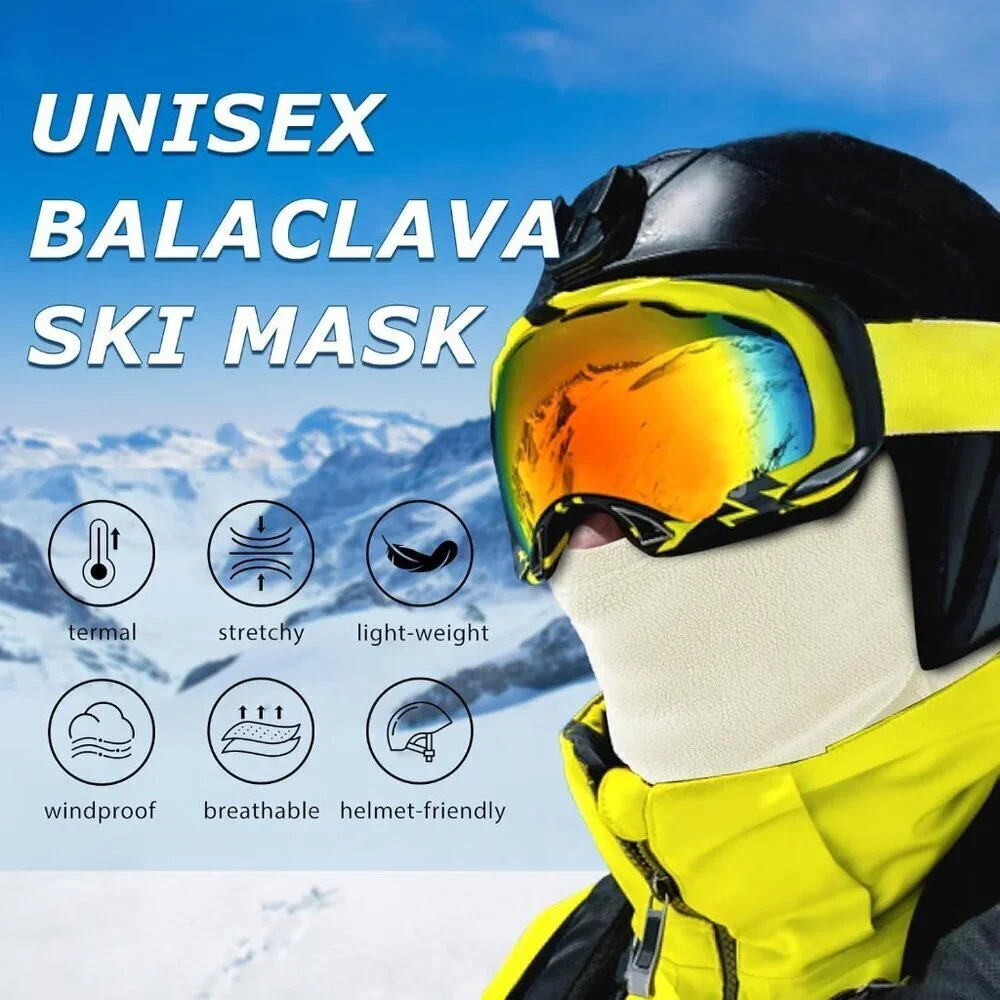 Women's White Balaclava Ski Mask Warm Windproof Lightweight Winter Face Mask